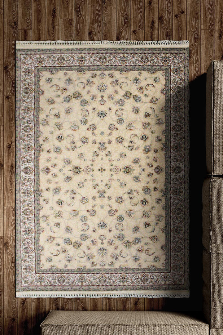 Iranian Premium Quality Moonaco Rug - 4.9 x 7.3 FT - Beige - Resilient Construction for Long-Lasting Use - V Surfaces