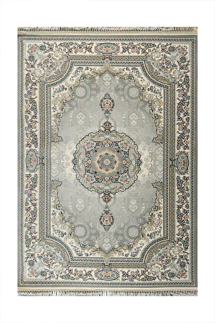 Iranian Premium Quality Moonaco Rug - 4.9 x 7.3 FT - Gray - Resilient Construction for Long-Lasting Use - V Surfaces