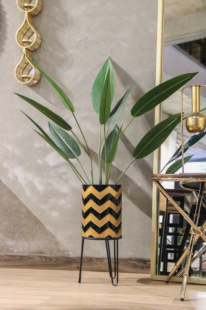 Metal Floor Planter Black & Gold (Planter Only) - V Surfaces