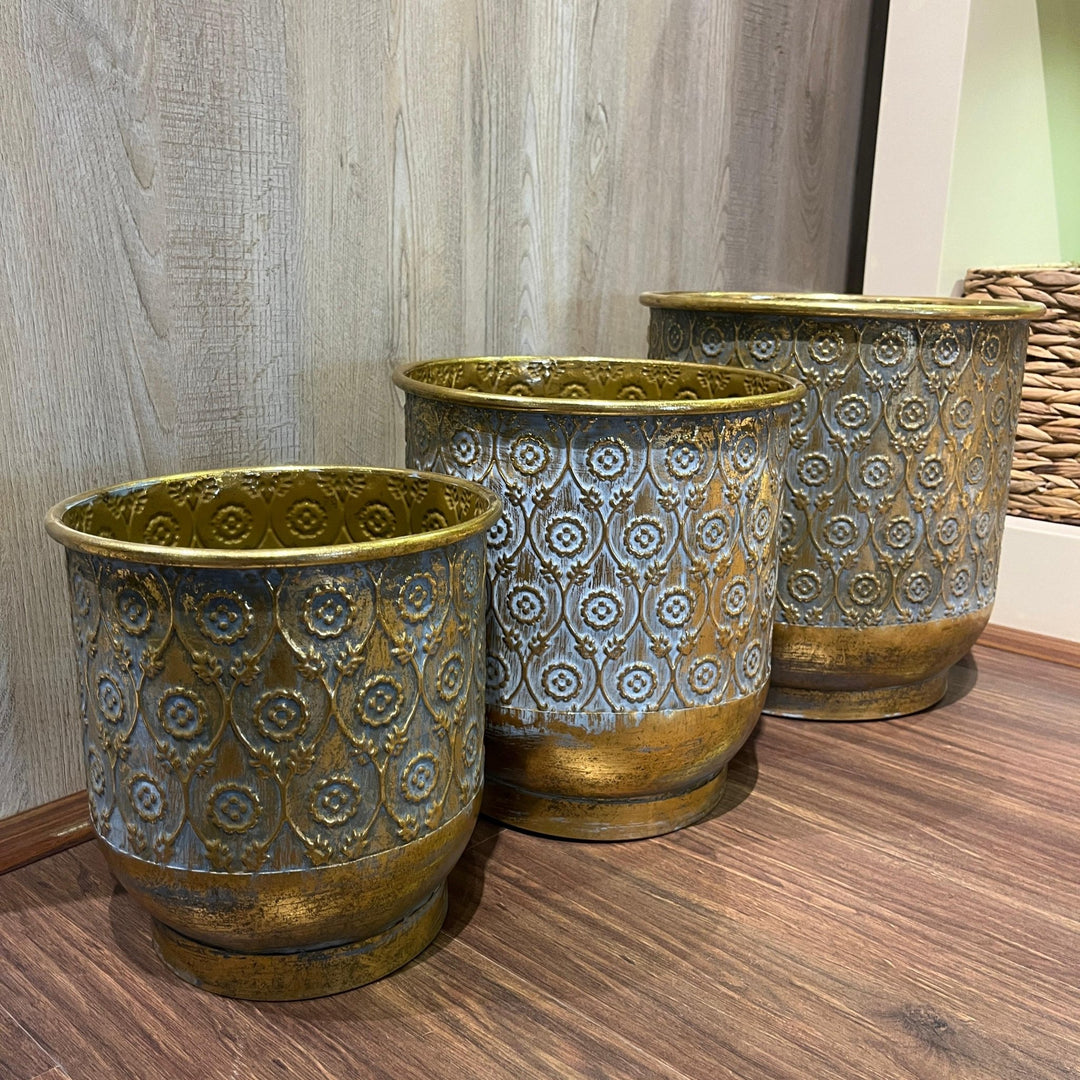 Metal Floor Planter Golden - 3 PCS Set - (Planter Only) - V Surfaces