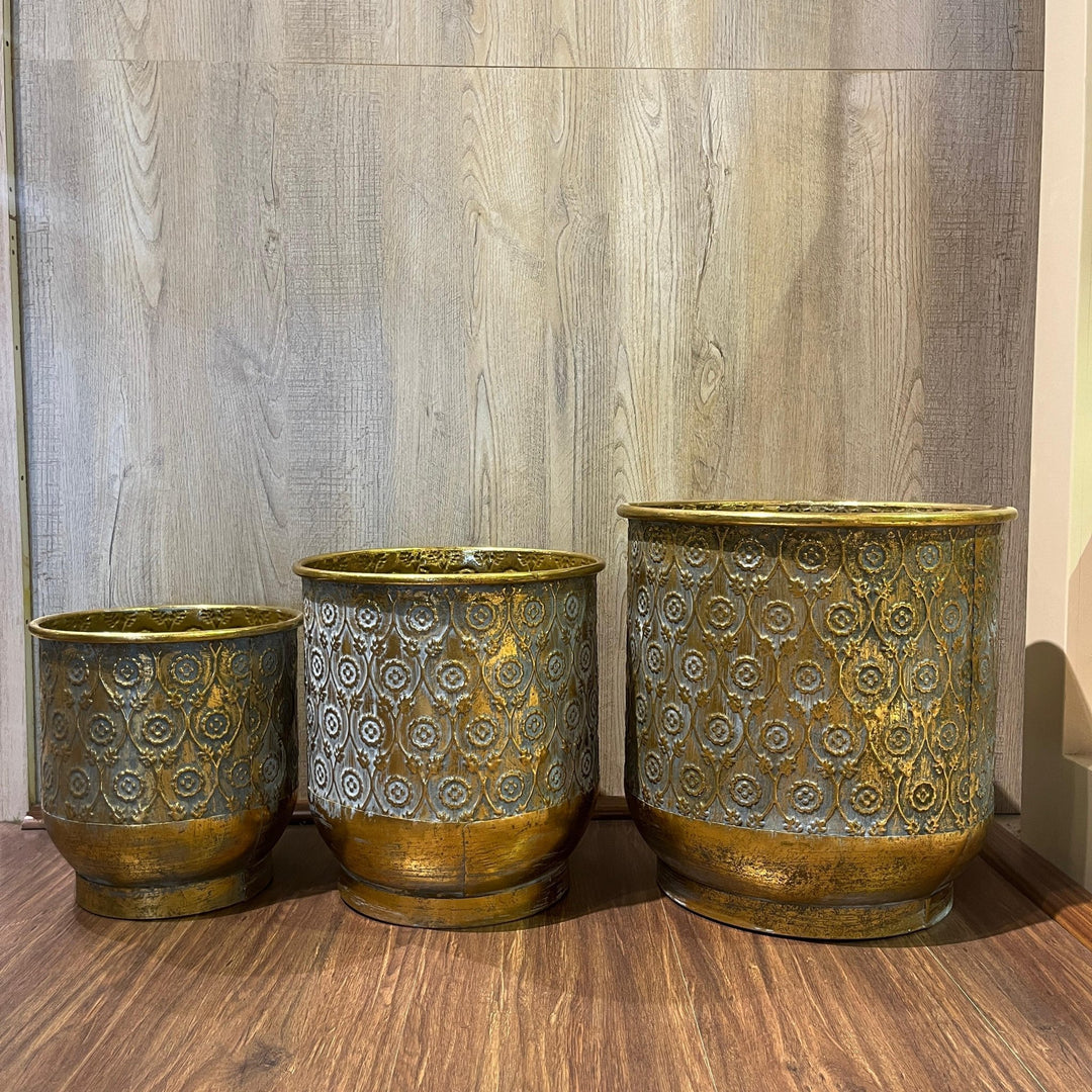 Metal Floor Planter Golden - 3 PCS Set - (Planter Only) - V Surfaces