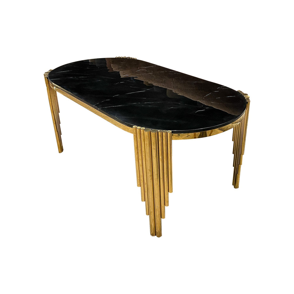 Oval Marble Dining Table with Golden Legs - V Surfaces