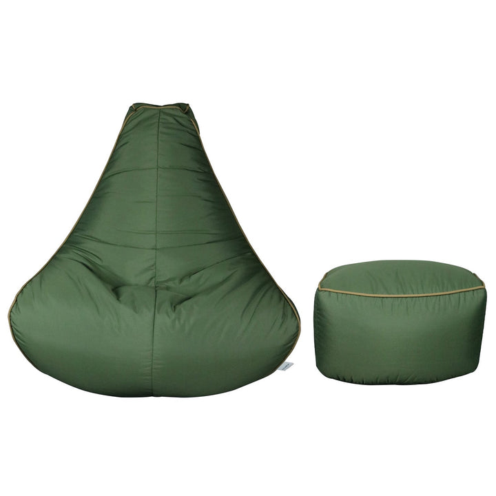 Pearl Set Bean Bag Chair with Foot Stool, Green - V Surfaces