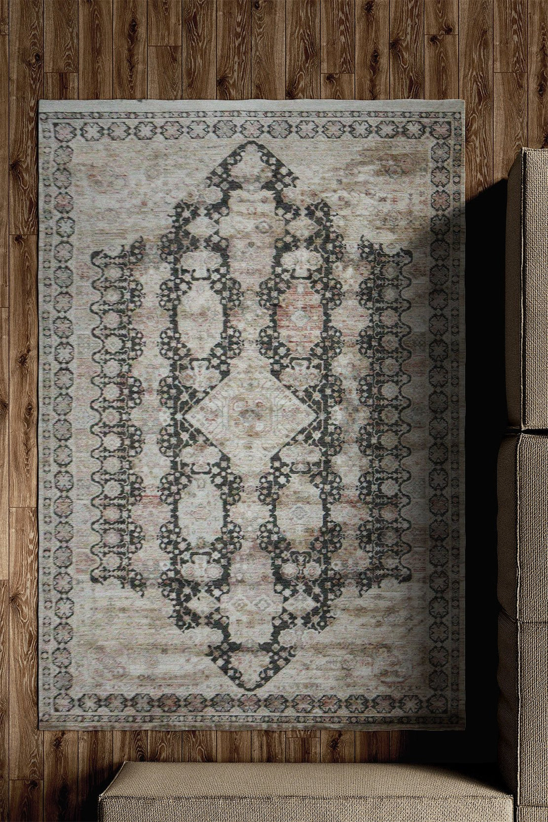 Premium Quality Turkish Antia Rug - Gray - 4.9 x 7.8 FT - Sleek and Minimalist for Chic Interiors - V Surfaces