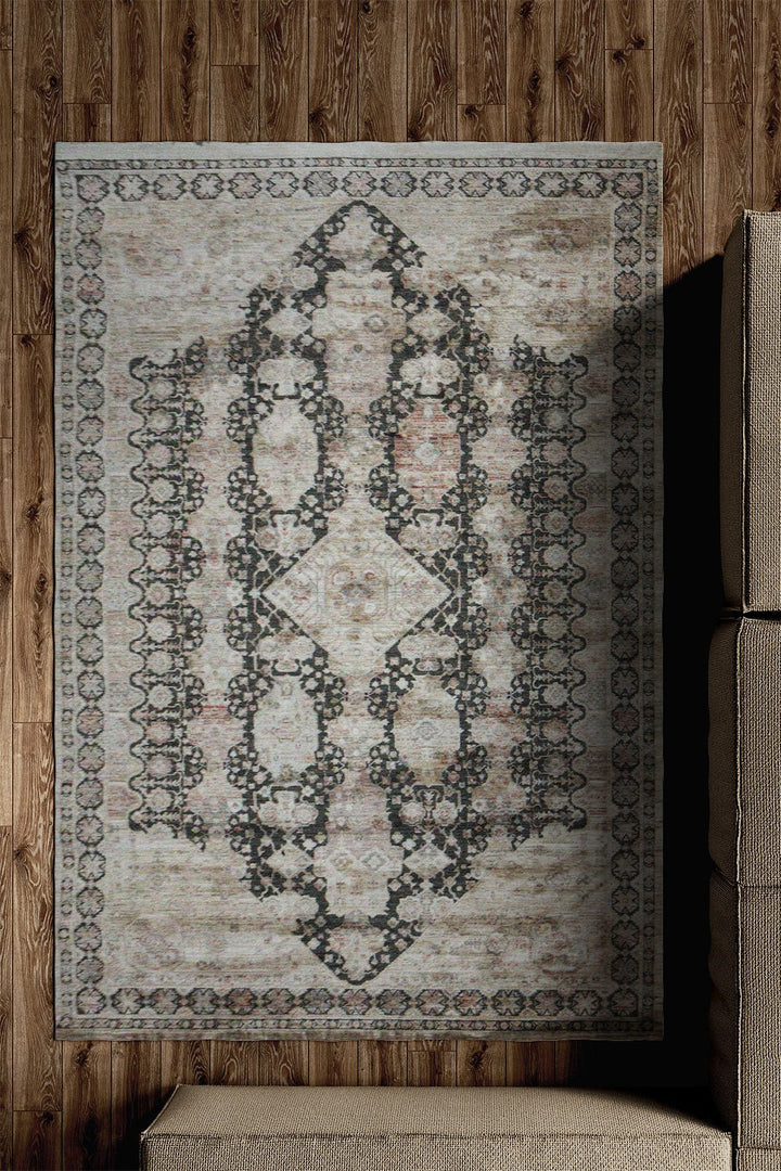 Premium Quality Turkish Antia Rug - Gray - 4.9 x 7.8 FT - Sleek and Minimalist for Chic Interiors - V Surfaces