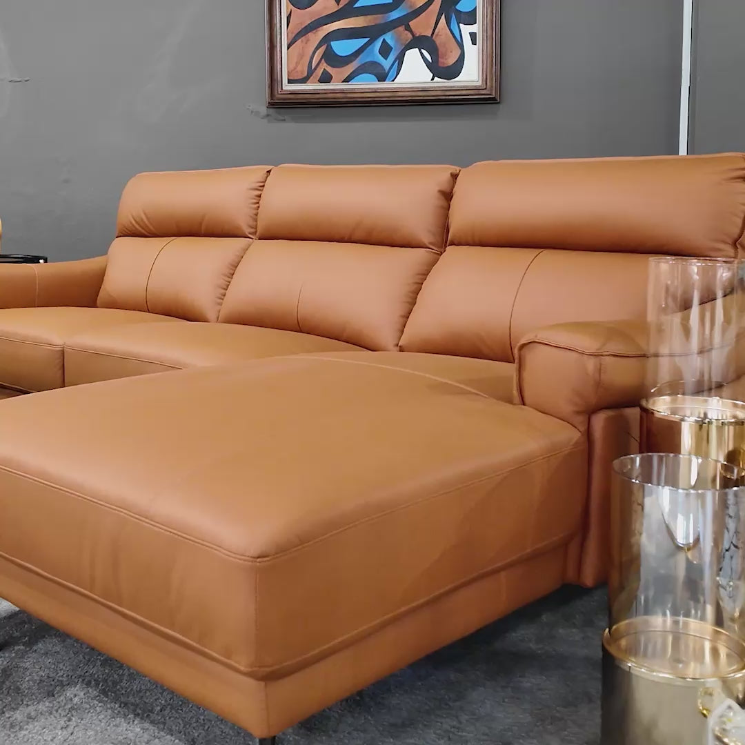 Imported Real Leather L Shape Sofa, Model No. ZM919