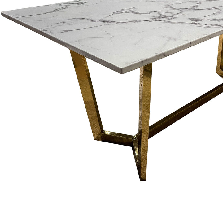 Rectangle Marble Dining Table with Golden Legs - V Surfaces