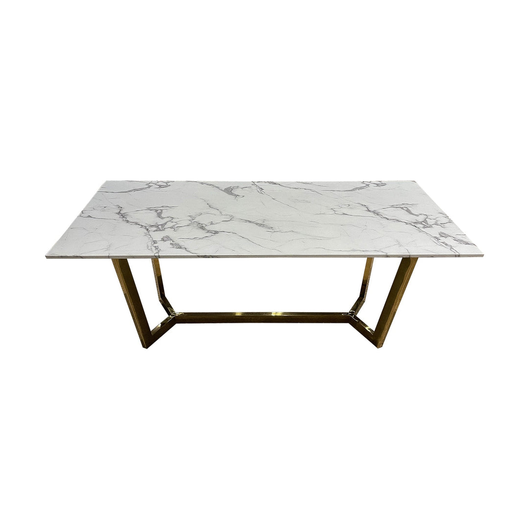 Rectangle Marble Dining Table with Golden Legs - V Surfaces