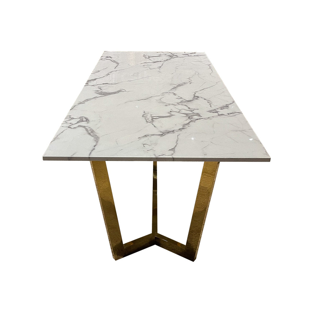 Rectangle Marble Dining Table with Golden Legs - V Surfaces