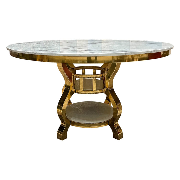 Round Marble Dining Table with Golden Legs - V Surfaces