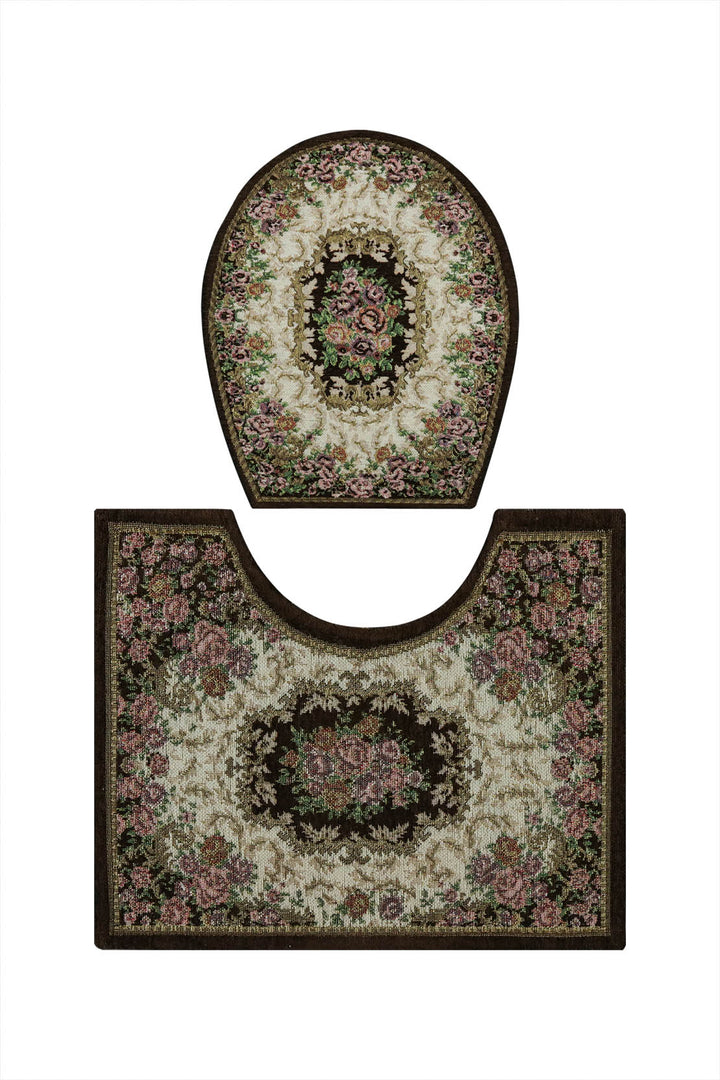 Set of Flower Bath Mat, Beige and Brown - V Surfaces