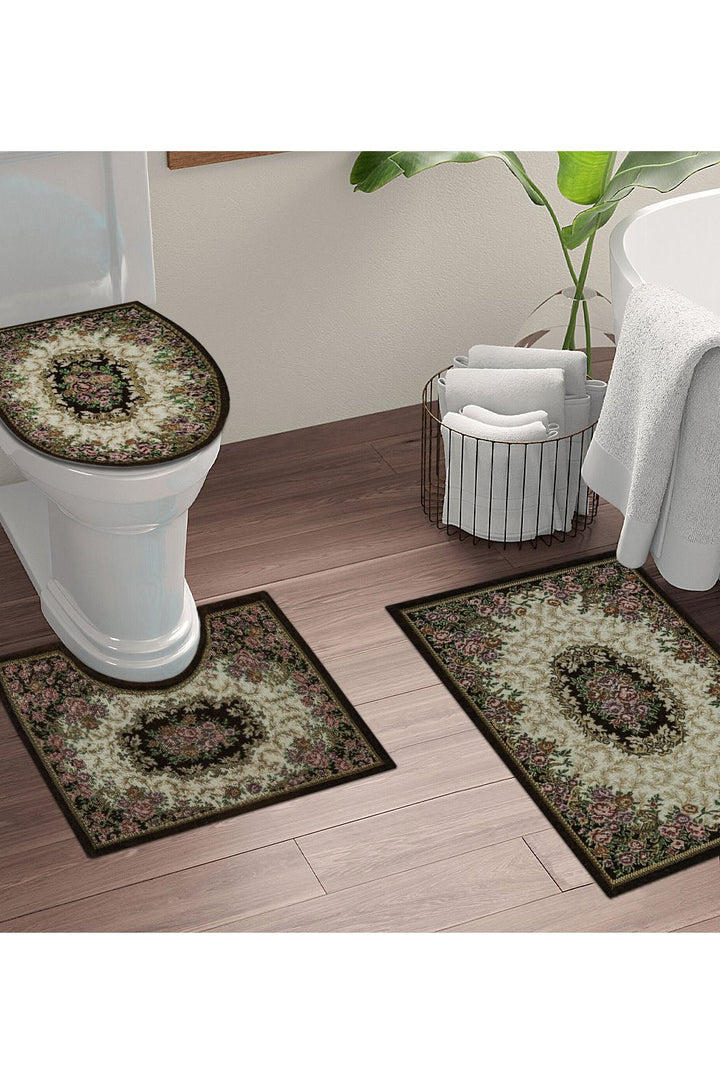 Set of Flower Bath Mat, Beige and Brown - V Surfaces