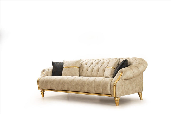 Seven Seater Turkish Sofa, Roza Gold Model - V Surfaces