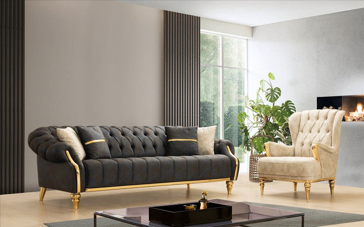 Seven Seater Turkish Sofa, Roza Gold Model - V Surfaces