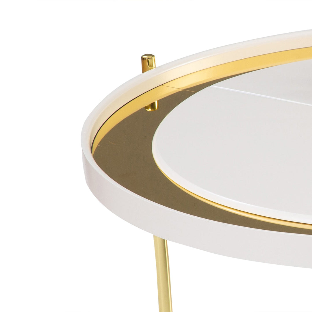 Turkish Center Table - MDF Paint With Metal Plated Legs - Cream - V Surfaces