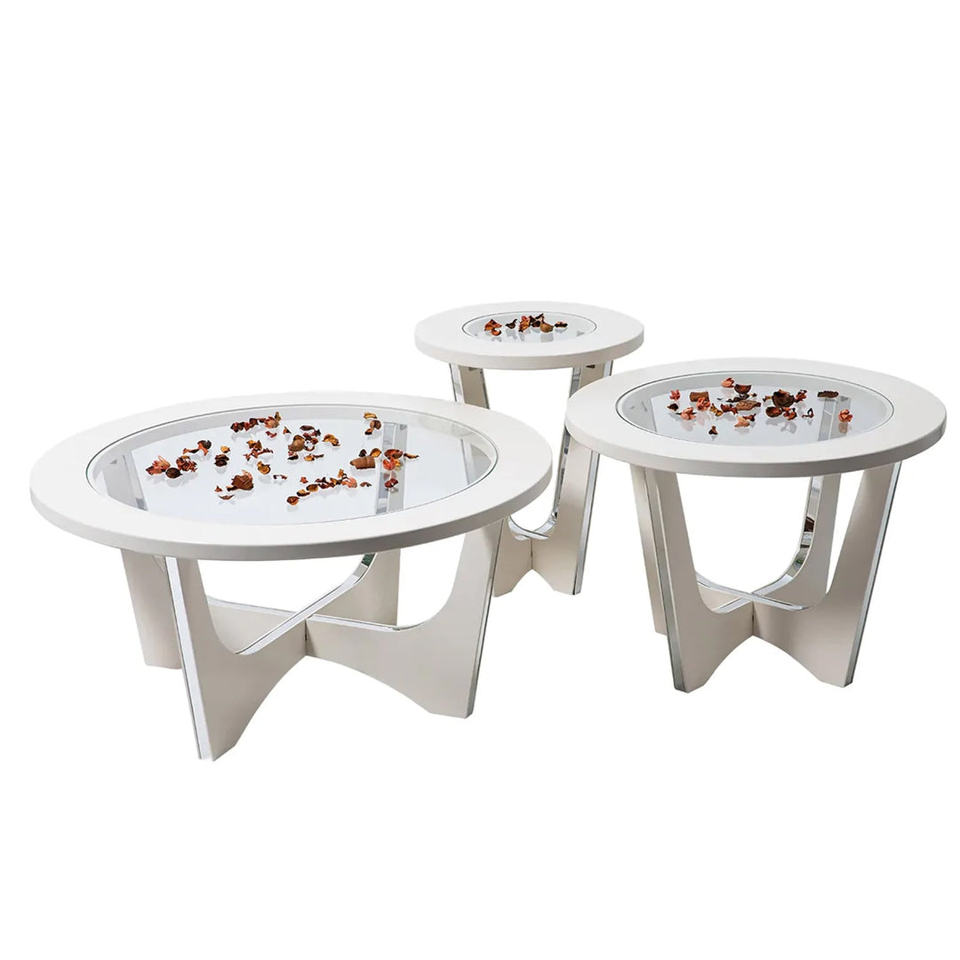 Turkish Center Table - Standard - Circle - White Set of 3 Tables - V Surfaces