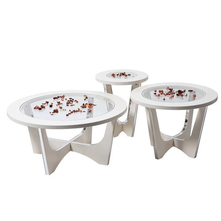 Turkish Center Table - Standard - Circle - White Set of 3 Tables - V Surfaces