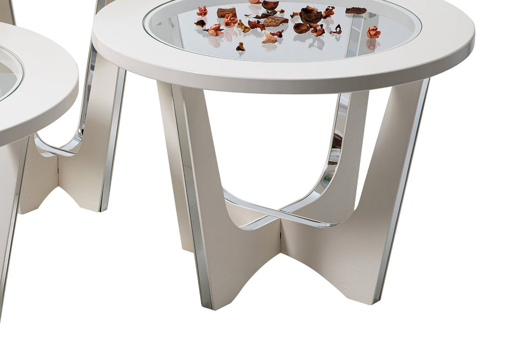 Turkish Center Table - Standard - Circle - White Set of 3 Tables - V Surfaces