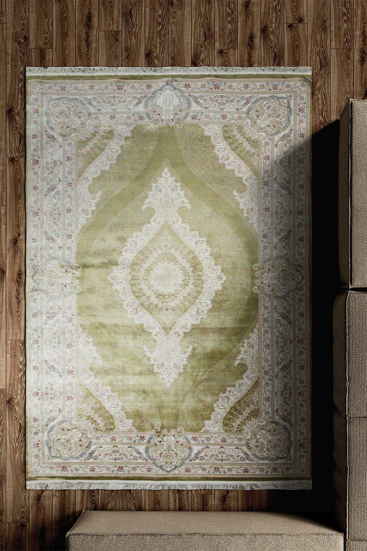 Turkish Emperor Rug - 5.3 x 7.5 FT, Green - V Surfaces