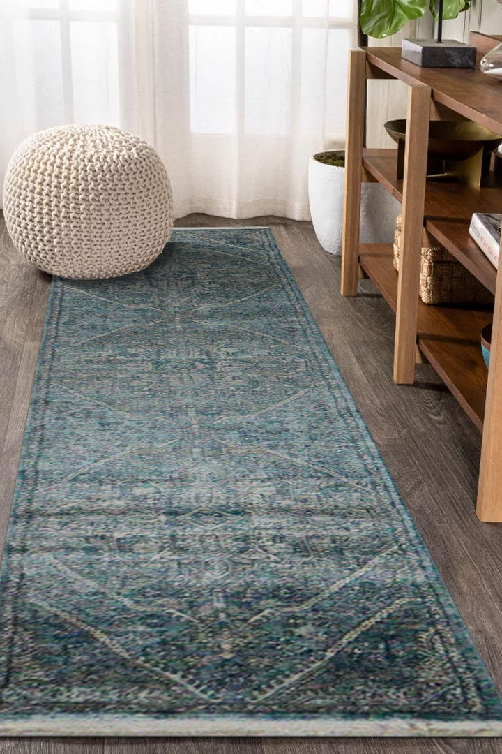 Turkish Modern Festival - 1 Rug - 2.1 x 10. FT - Blue - Superior Comfort, Modern Style Accent Rugs - V Surfaces