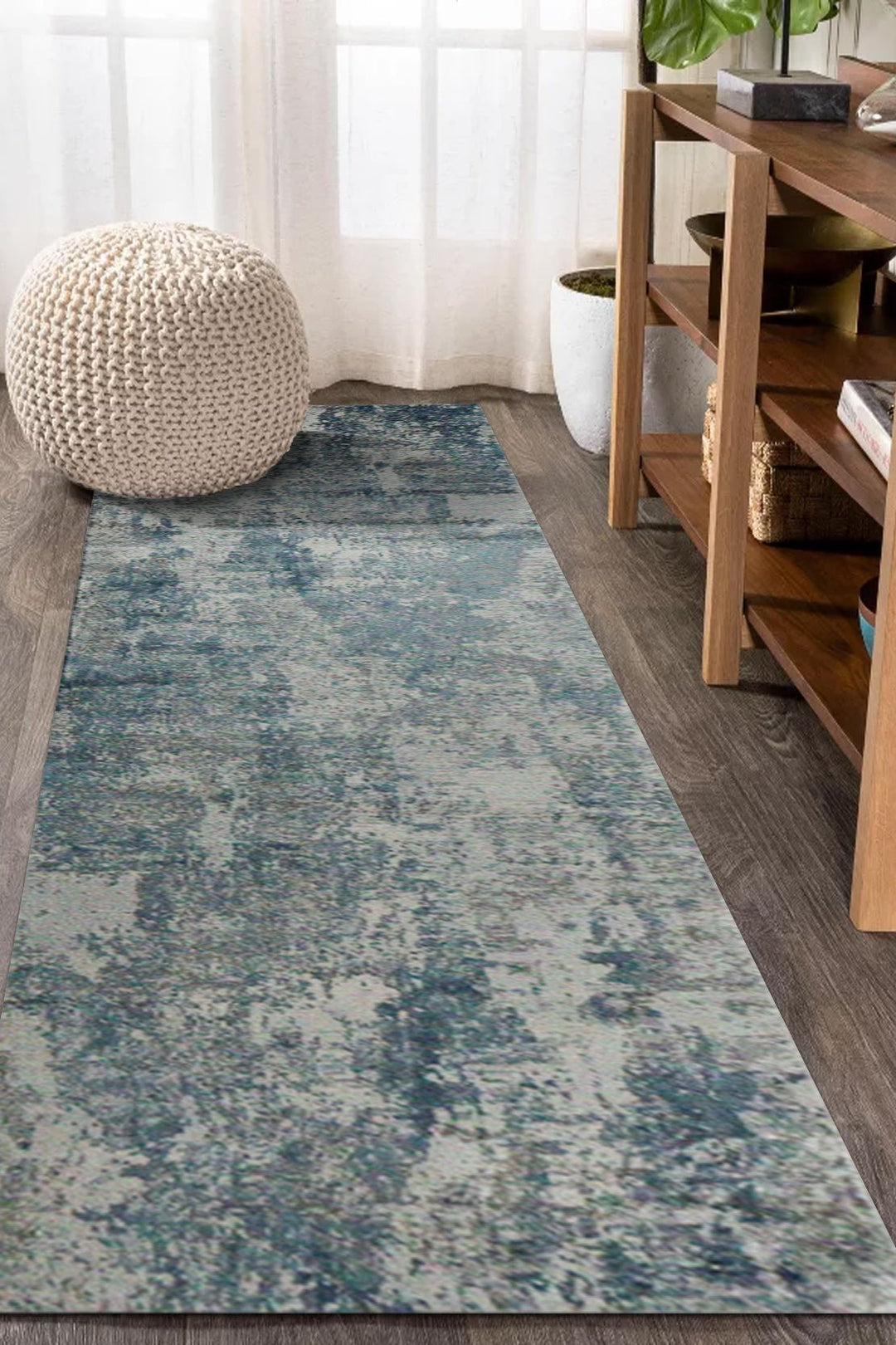 Turkish Modern Festival - 1 Rug - 2.6 x 10. FT - Beige and Blue - Superior Comfort, Modern Style Accent Rugs - V Surfaces