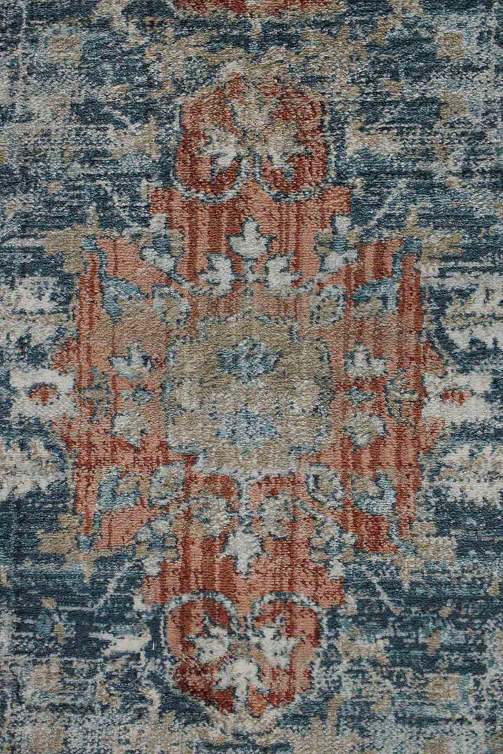 Turkish Modern Festival - 1 Rug - 2.6 x 10. FT - Blue and Red - Superior Comfort, Modern Style Accent Rugs - V Surfaces