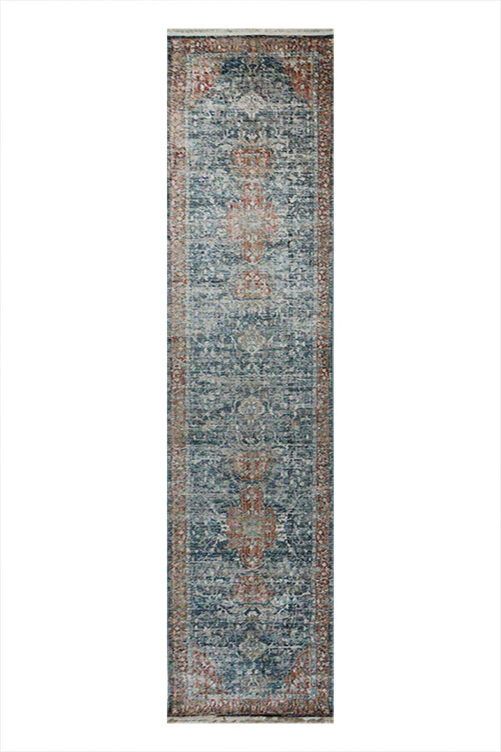 Turkish Modern Festival - 1 Rug - 2.6 x 10. FT - Blue and Red - Superior Comfort, Modern Style Accent Rugs - V Surfaces