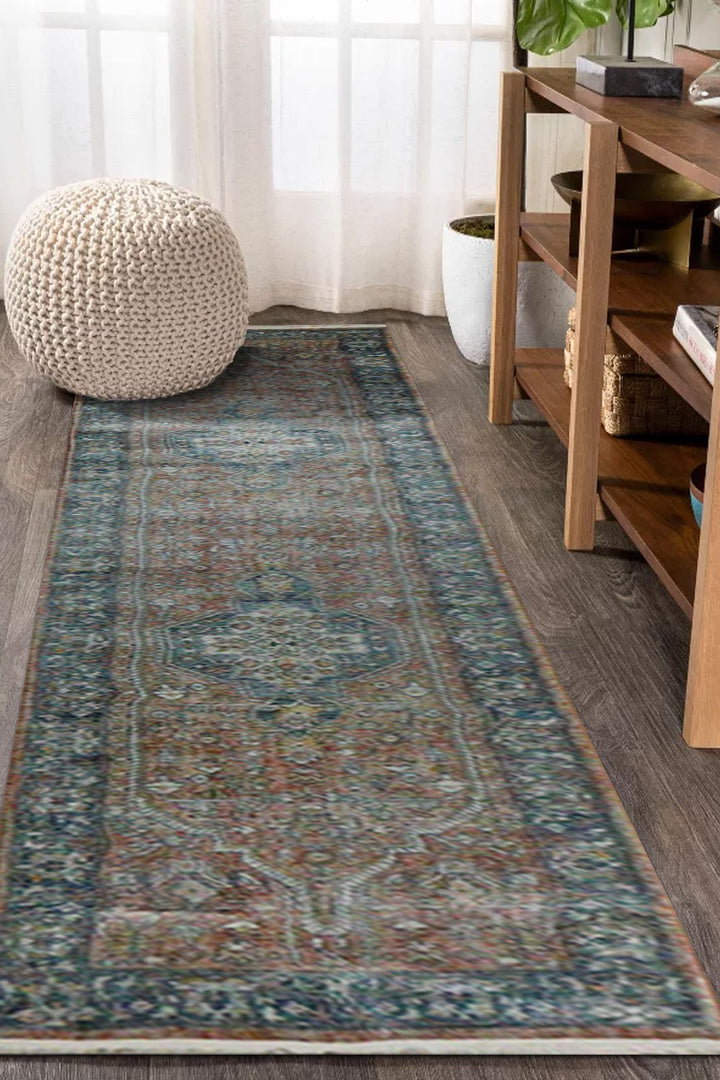 Turkish Modern Festival - 1 Rug - 2.6 x 10. FT - Blue - Superior Comfort, Modern Style Accent Rugs - V Surfaces