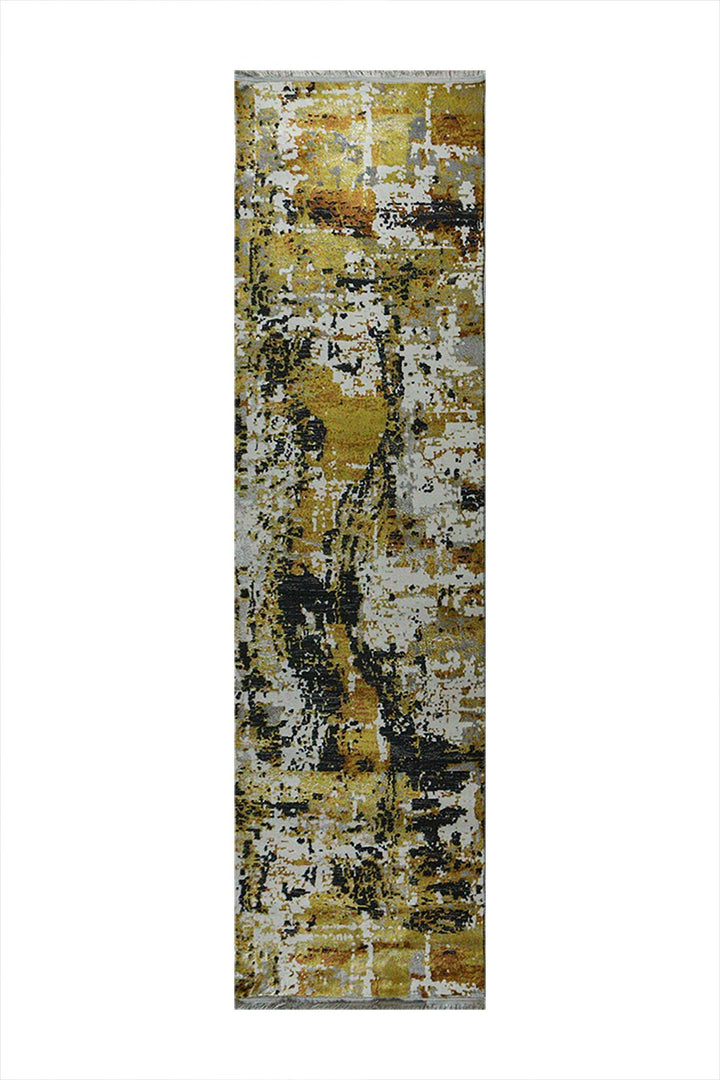 Turkish Modern Festival 1 Rug - 3.2 x 9.8 FT - Yellow and Cream - Sleek and Minimalist for Chic Interiors - V Surfaces