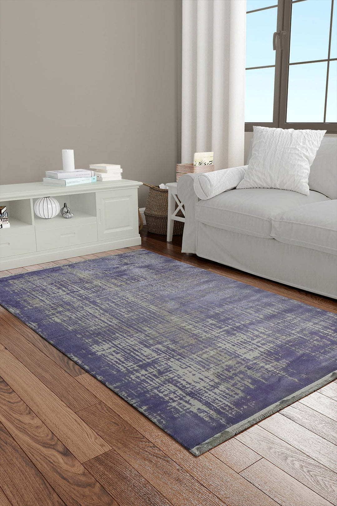 Turkish Modern Festival 1 Rug - 3.93 x 5.90 FT - Gray and Blue - Superior Comfort, Modern Style Accent Rugs - V Surfaces