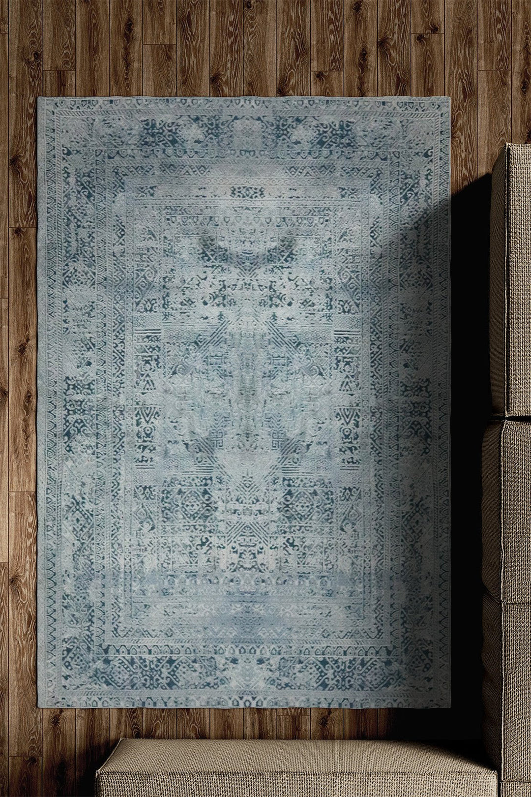 Turkish Modern Festival 1 Rug - 5.2 x 7.2 FT - Blue and Gray - Superior Comfort, Modern Style Accent Rugs - V Surfaces