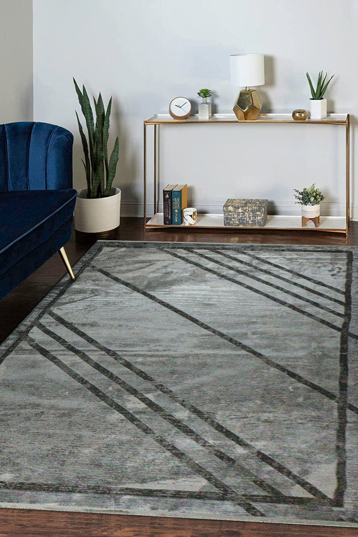 Turkish Modern Festival 1 Rug - 7.8 x 9.8 FT - Gray - Sleek and Minimalist for Chic Interiors - V Surfaces