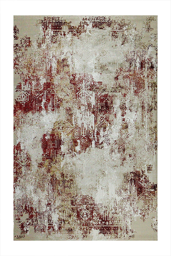 Turkish Modern Festival 1 Rug - Beige & Red - 5.2 x 7.5 FT - Sleek And Minimalist For Chic Interiors - V Surfaces