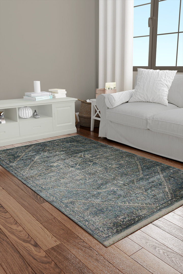 Turkish Modern Festival-1 Rug - Blue - 2.1 X 4.0 Ft- Sleek And Minimalist For Chic Interiors - V Surfaces