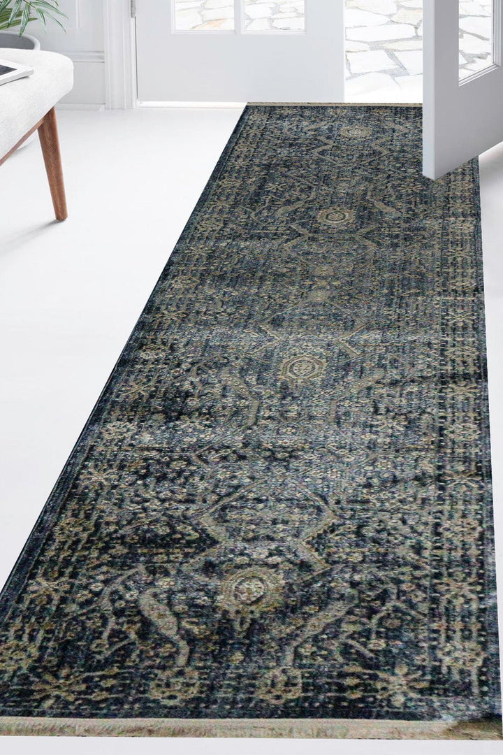 Turkish Modern Festival-1 Rug - Blue - 2.1 X 7.5 Ft- Sleek And Minimalist For Chic Interiors - V Surfaces