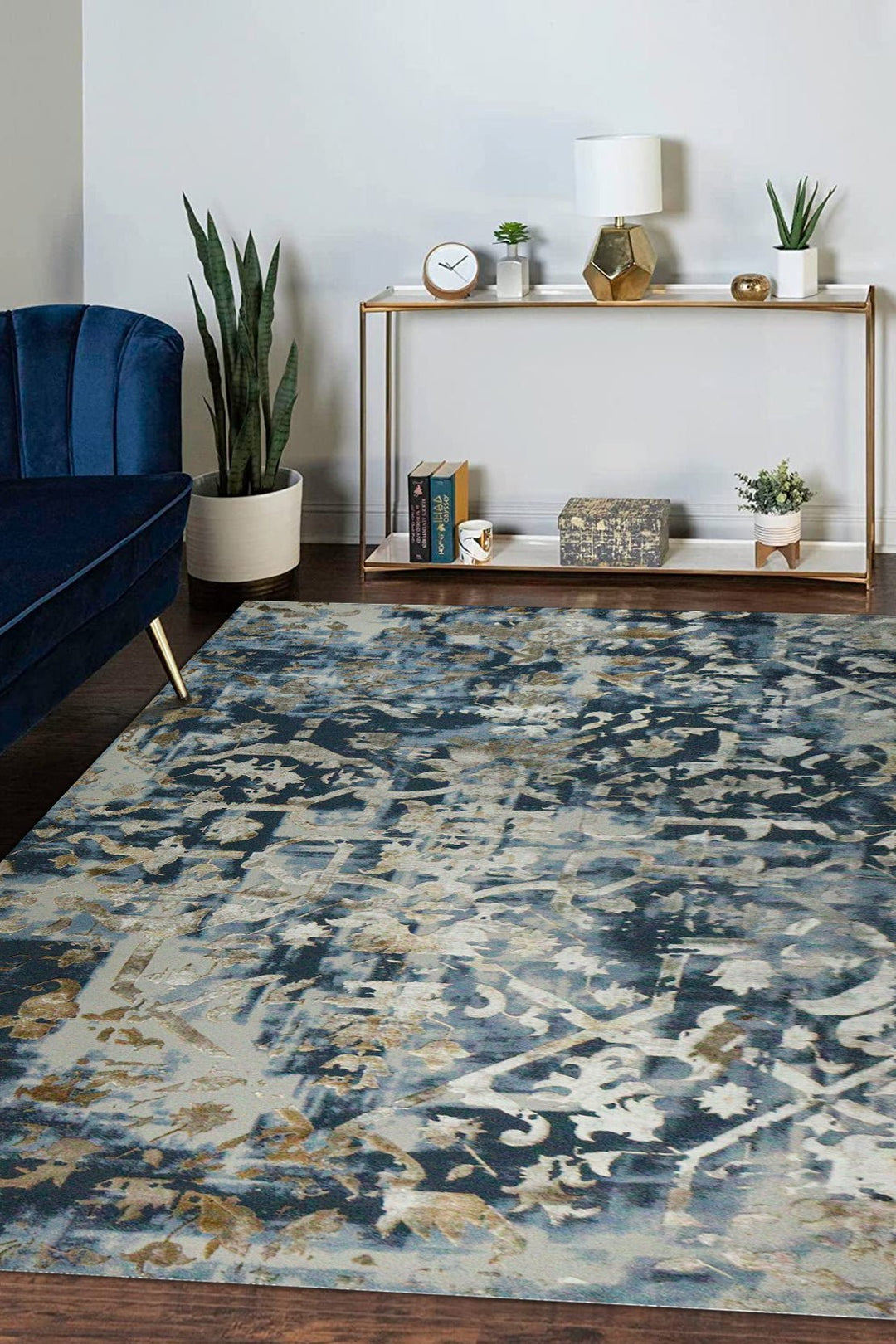 Turkish Modern Festival-1 Rug - Blue - 6.5 X 9.5 Ft- Sleek And Minimalist For Chic Interiors - V Surfaces