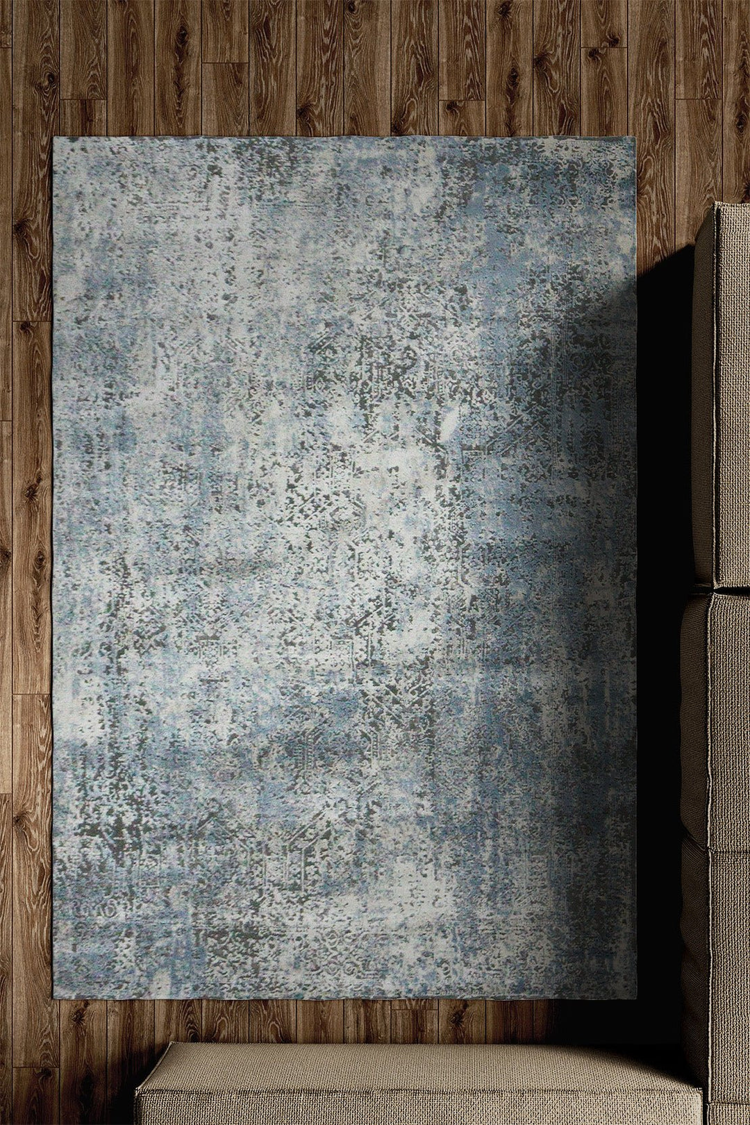 Turkish Modern Festival 1 Rug - Cream & Blue - 4.9 x 6.5 FT - Sleek And Minimalist For Chic Interiors - V Surfaces