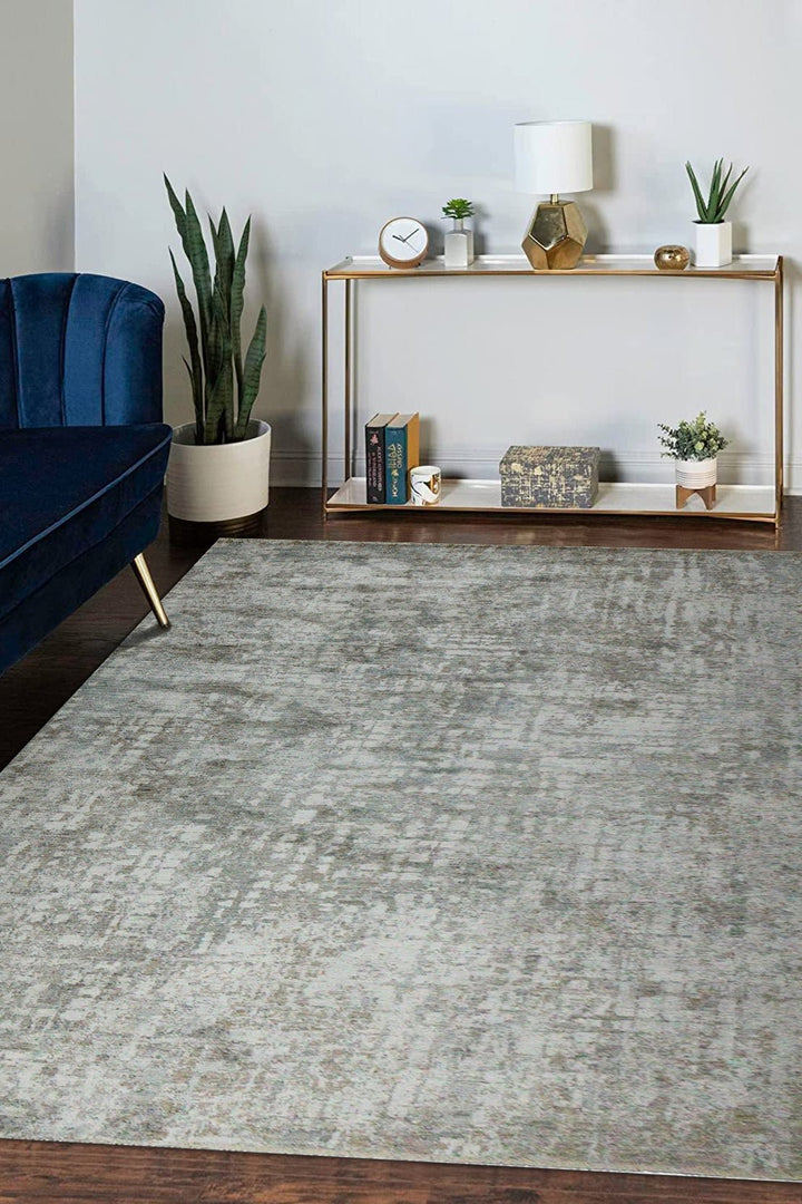 Turkish Modern Festival 1 Rug - Cream & Blue - 6.5 x 8.2 FT - Sleek and Minimalist for Chic Interiors - V Surfaces