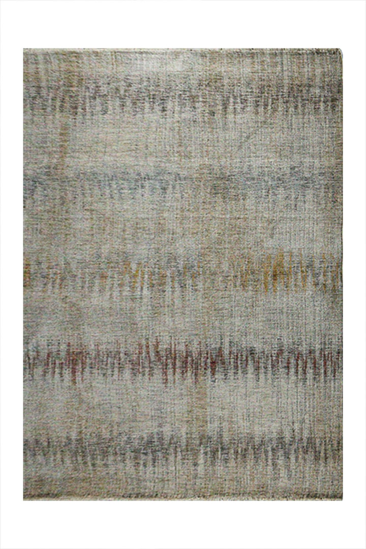 Turkish Modern Festival 1 Rug - Cream & Blue - 6.5 x 8.2 FT - Sleek and Minimalist for Chic Interiors - V Surfaces