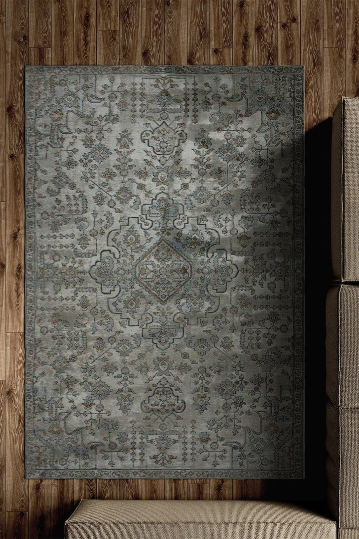 Turkish Modern Festival 1 Rug - Cream & Gray- 5.2 x 7.5 FT - Sleek And Minimalist For Chic Interiors - V Surfaces