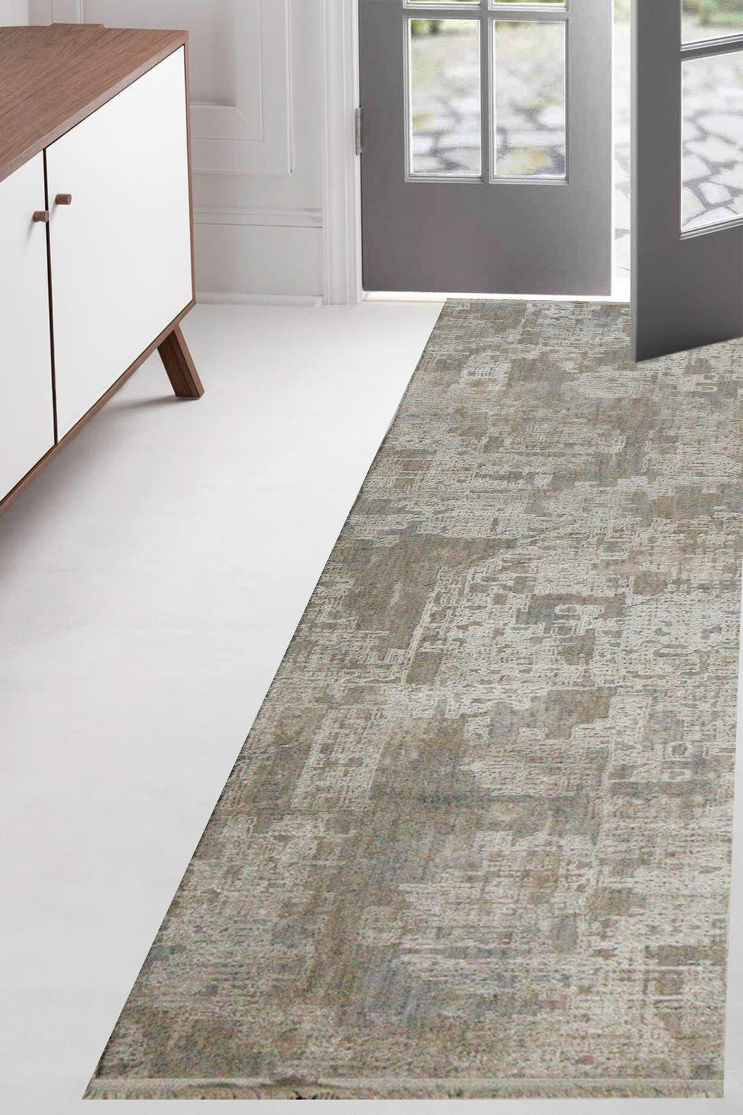 Turkish Modern Festival-1 Rug - Grey - 1.9 X 8.0 Ft- Sleek And Minimalist For Chic Interiors - V Surfaces