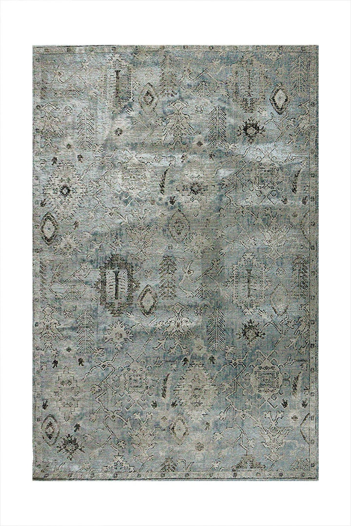 Turkish Modern Festival 1 Rug - Silver & Blue - 5.2 x 7.5 FT - Sleek And Minimalist For Chic Interiors - V Surfaces