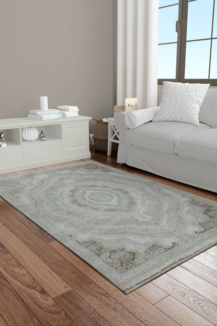 Turkish Modern Festival 1 Rug - White & Cream - 3.9 x 5.5 FT - Sleek And Minimalist For Chic Interiors - V Surfaces