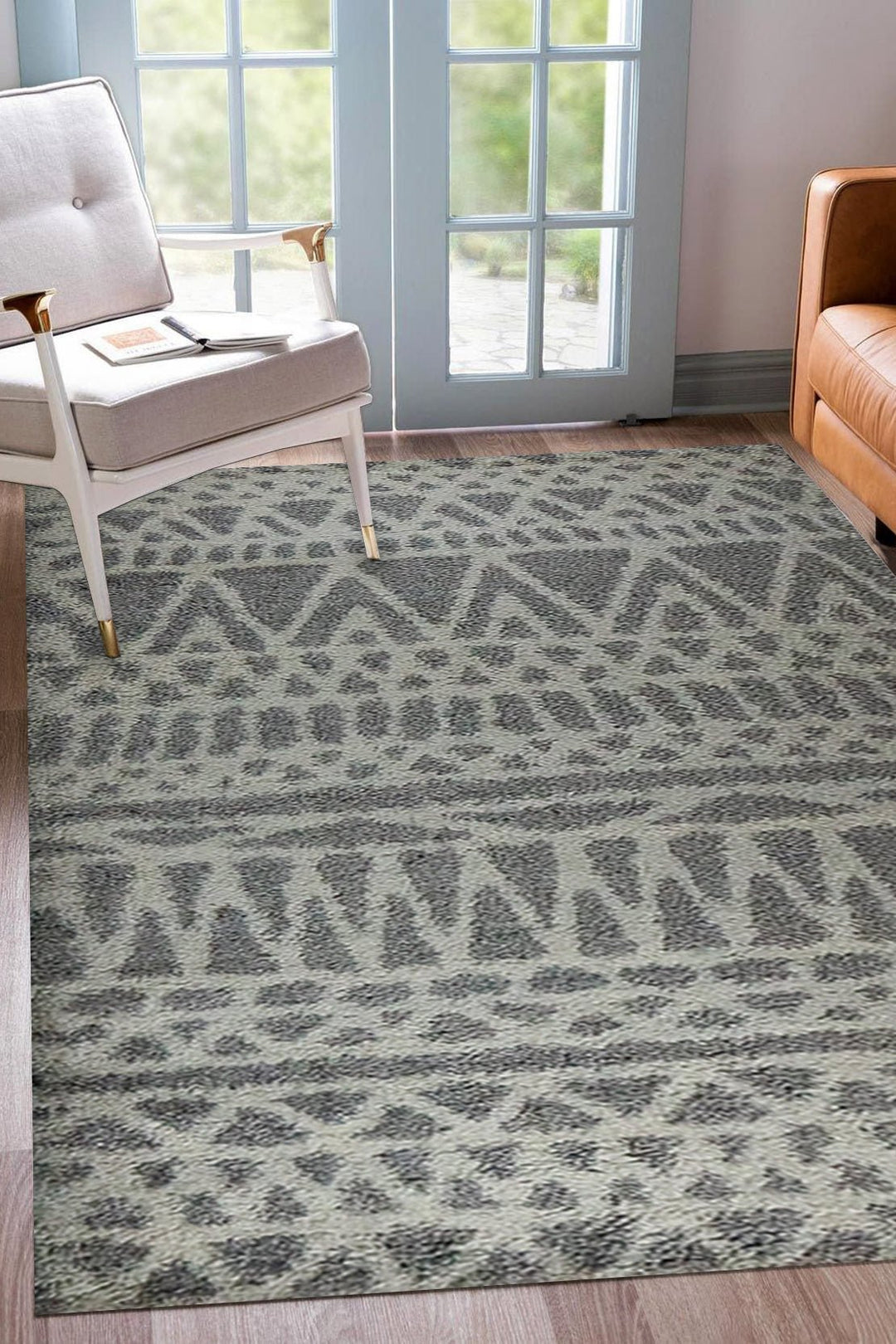 Turkish Modern Festival 2 Rug - 5.24 x 7.54 FT - Gray and Cream - Superior Comfort, Modern Style Accent Rugs - V Surfaces