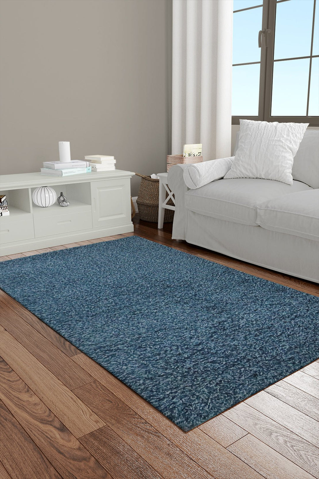 Turkish Modern Festival P Rug - 2.6 x 3.8 FT - Blue - Sleek and Minimalist for Chic Interiors - V Surfaces