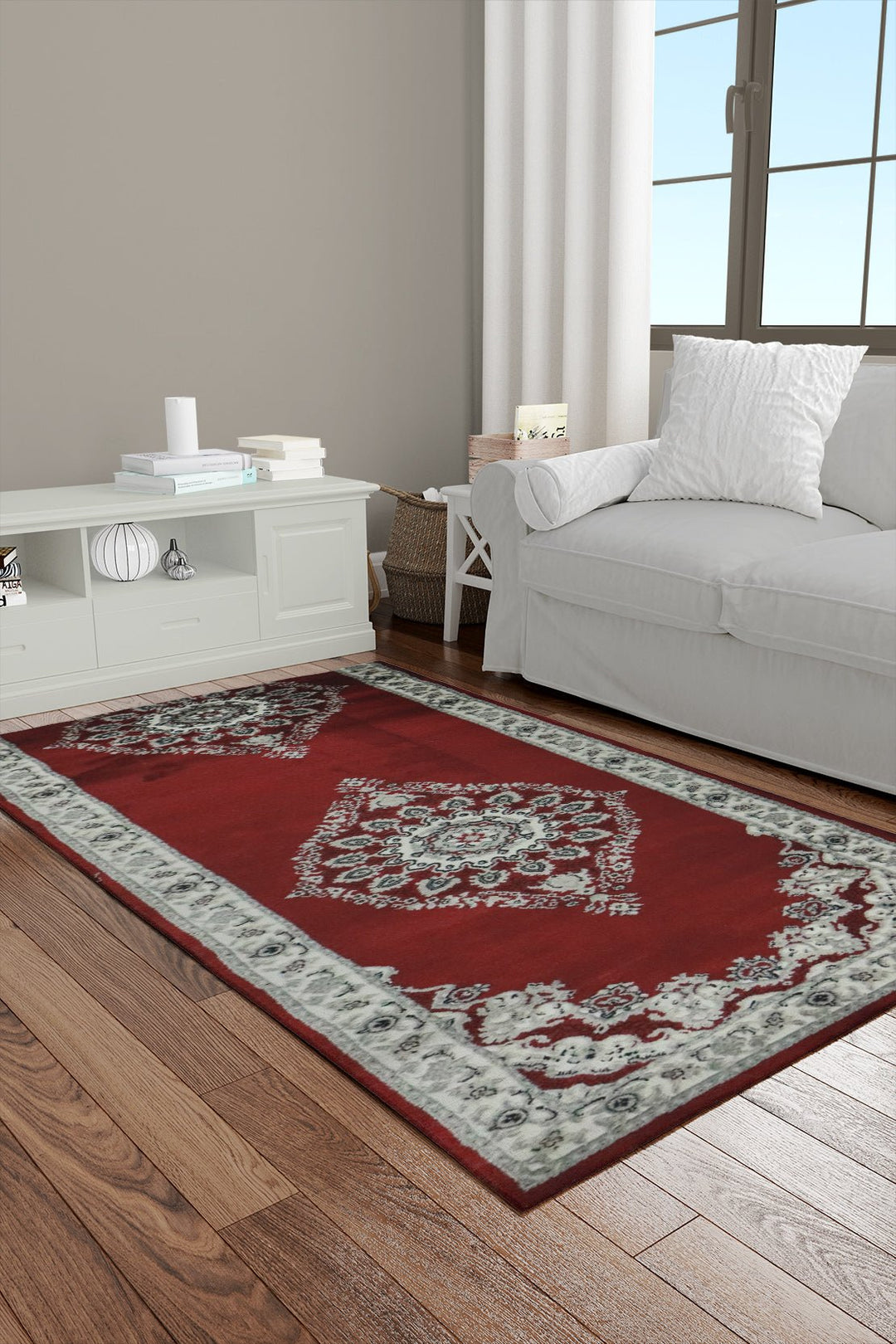 Turkish Modern Festival P Rug - 3.3 x 6.6 FT - Red - Sleek and Minimalist for Chic Interiors - V Surfaces