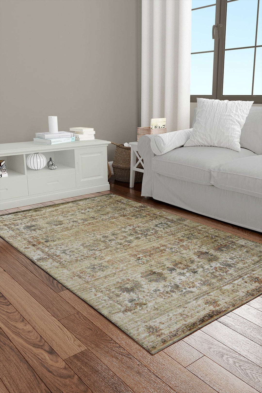 Turkish Modern Festival Plus Rug - 3.9 x 5.4 FT - Cream and Brown - Superior Comfort, Modern Style Accent Rugs - V Surfaces