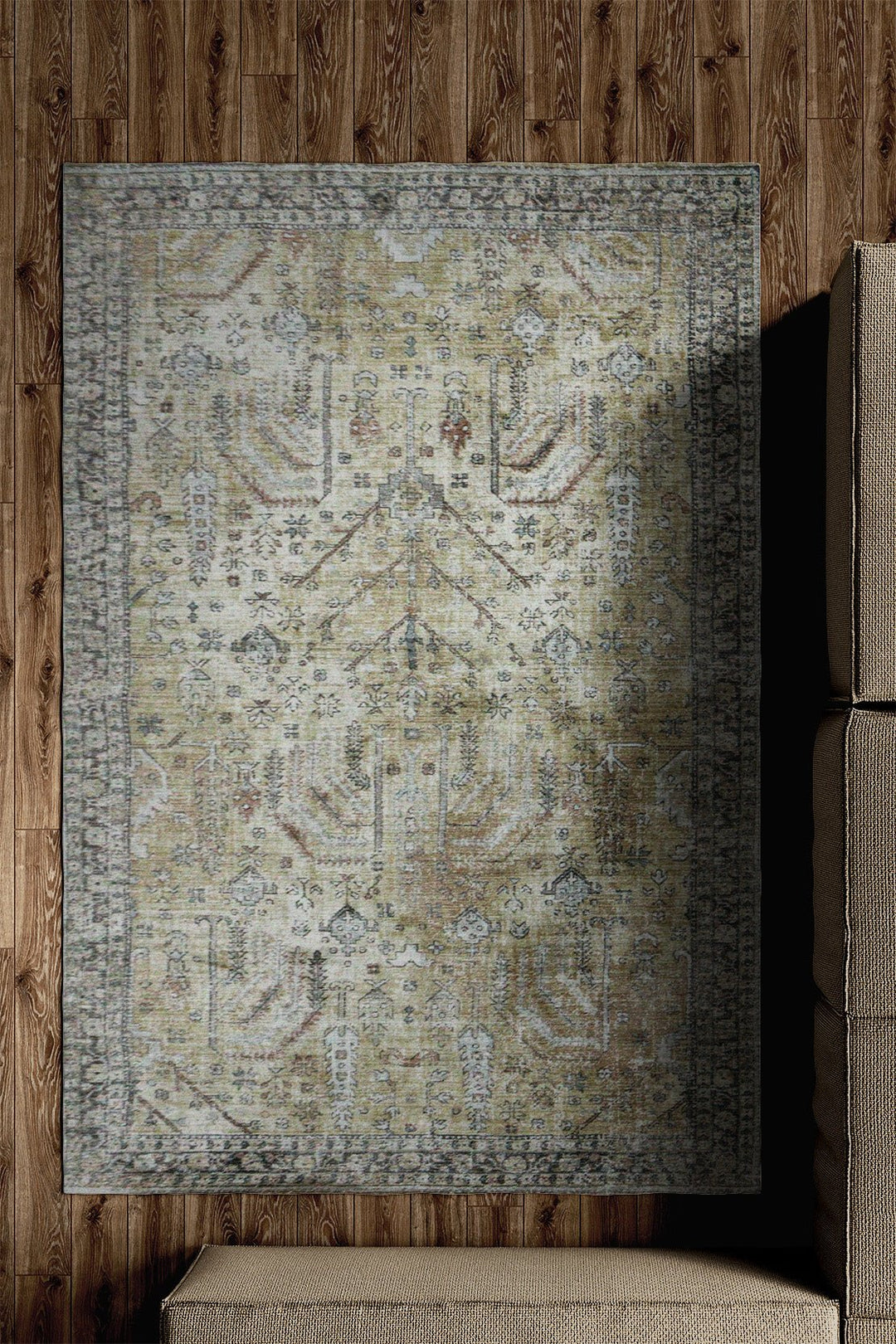 Turkish Modern Festival Plus Rug - 4.9 x 7.8 FT - Yellow - Sleek and Minimalist for Chic Interiors - V Surfaces