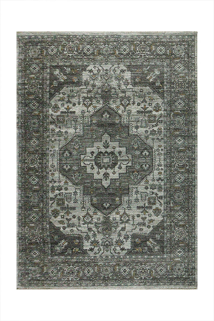 Turkish Modern Festival Plus Rug - Cream & Gray - 5.2 x 7.7 FT - Sleek And Minimalist For Chic Interiors - V Surfaces