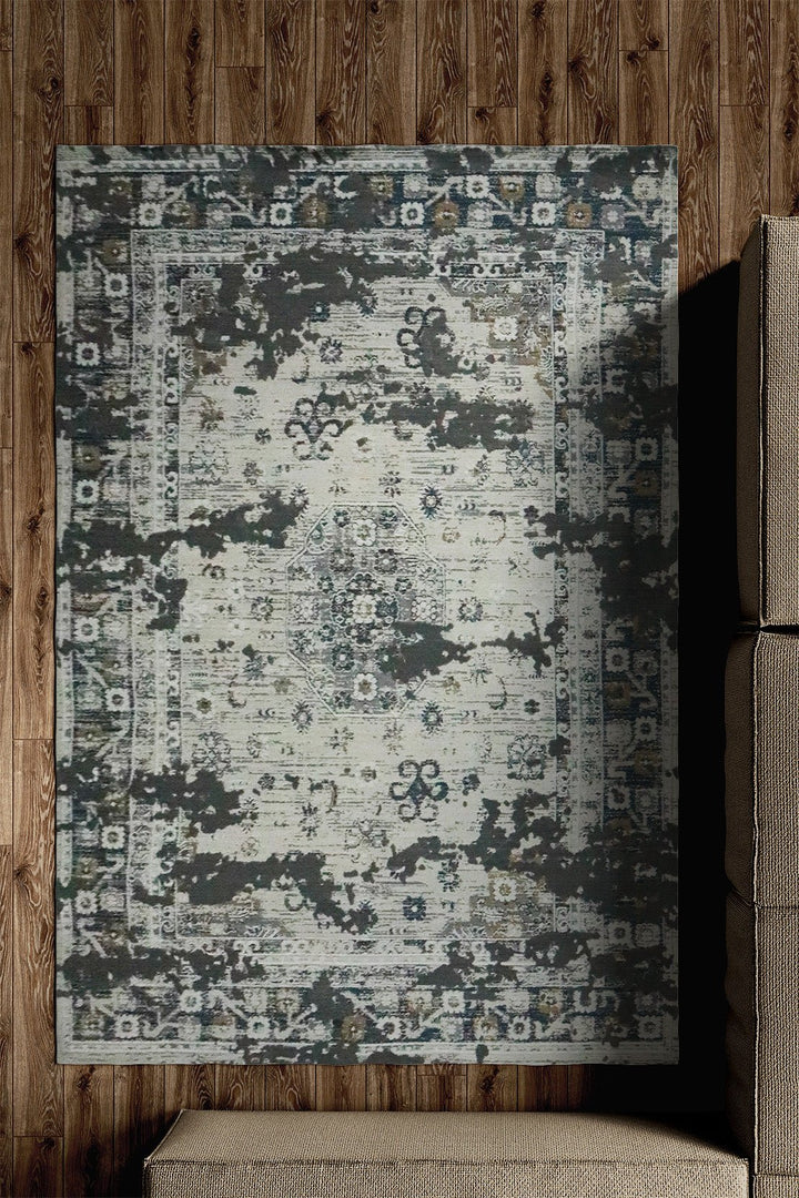 Turkish Modern Festival Plus Rug - Gray and Cream - 5.2 x 7.5 FT - Superior Comfort, Modern Style Accent Rugs - V Surfaces